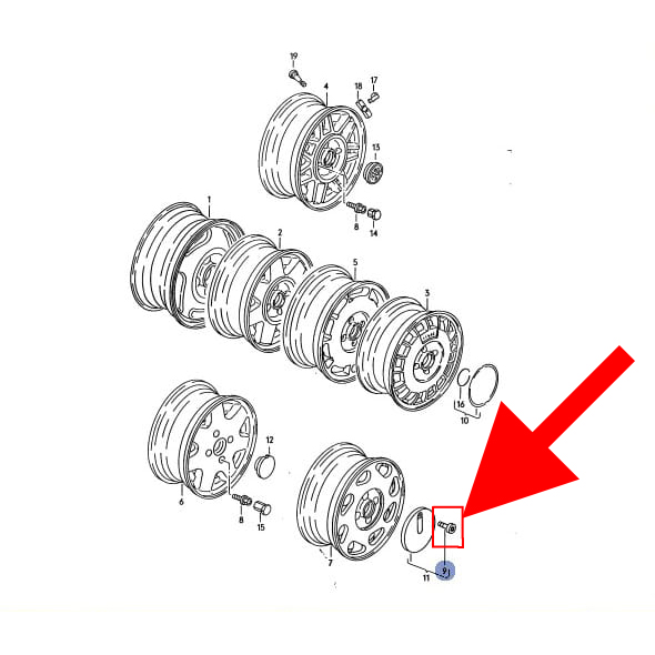 Genuine VW Teardrop Center Cap Bolts - Image 3