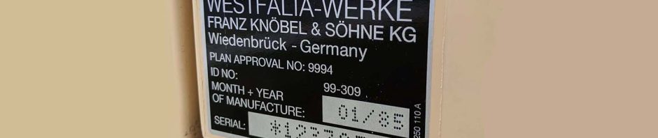 Westfalia Registration Decal