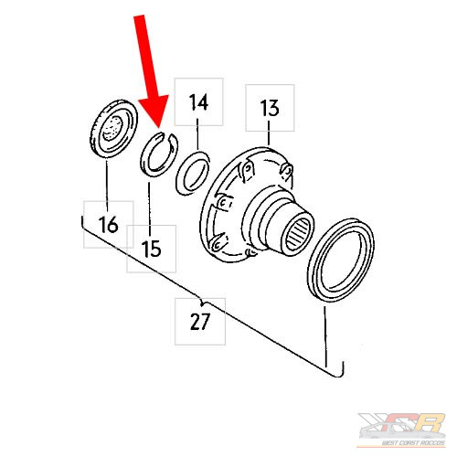 020 CV Flange Snap Ring Diagram